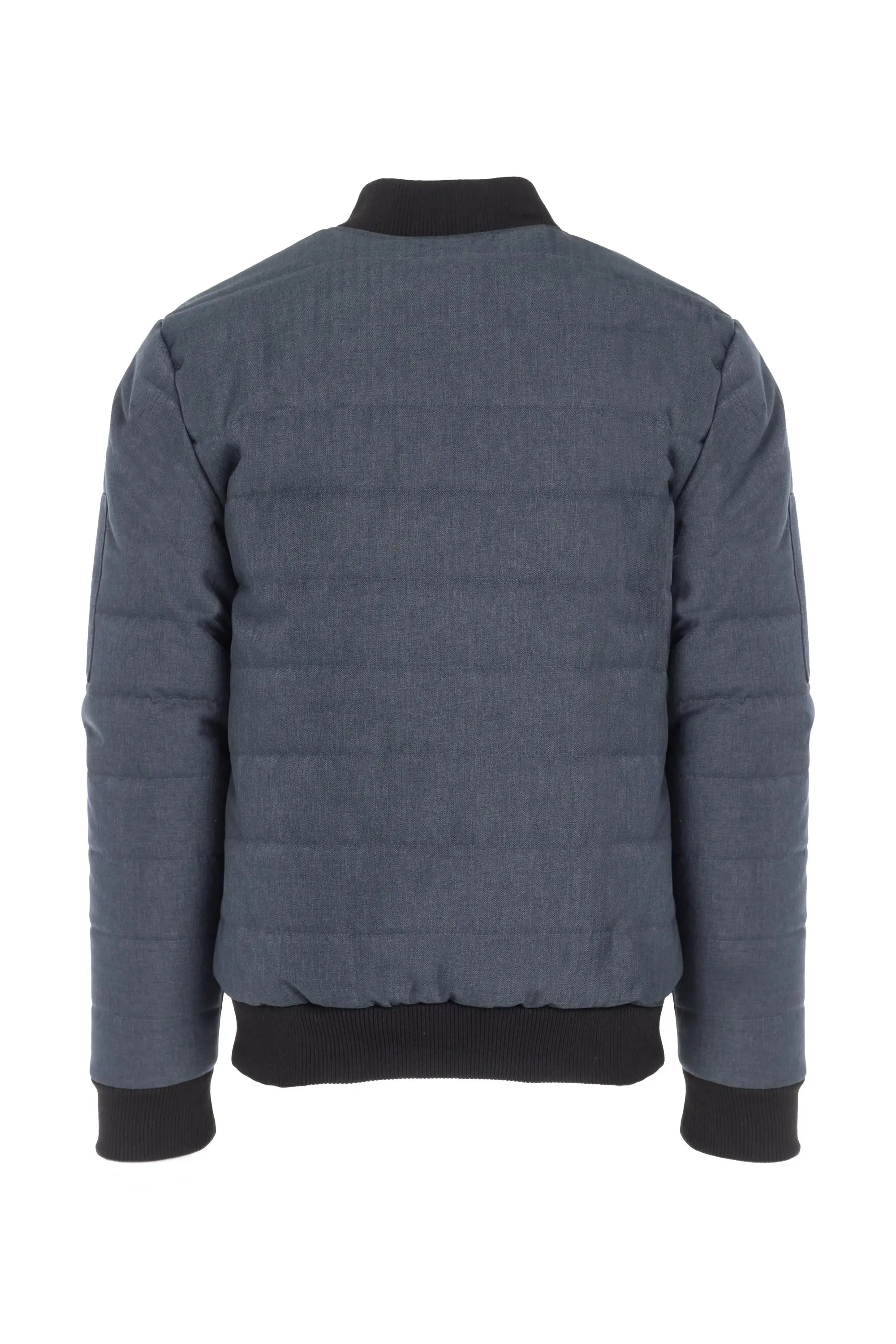 Faire,Industry Clothing, Industry Clothing Grey Blue Textured Alternative Down Bomber Jacket, Blue, Medium-44-TagM
