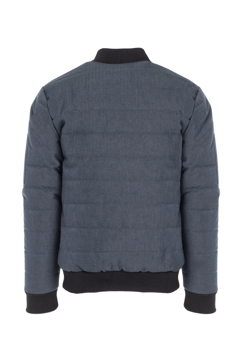 Industry Clothing Grey Blue Textured Alternative Down Bomber Jacket