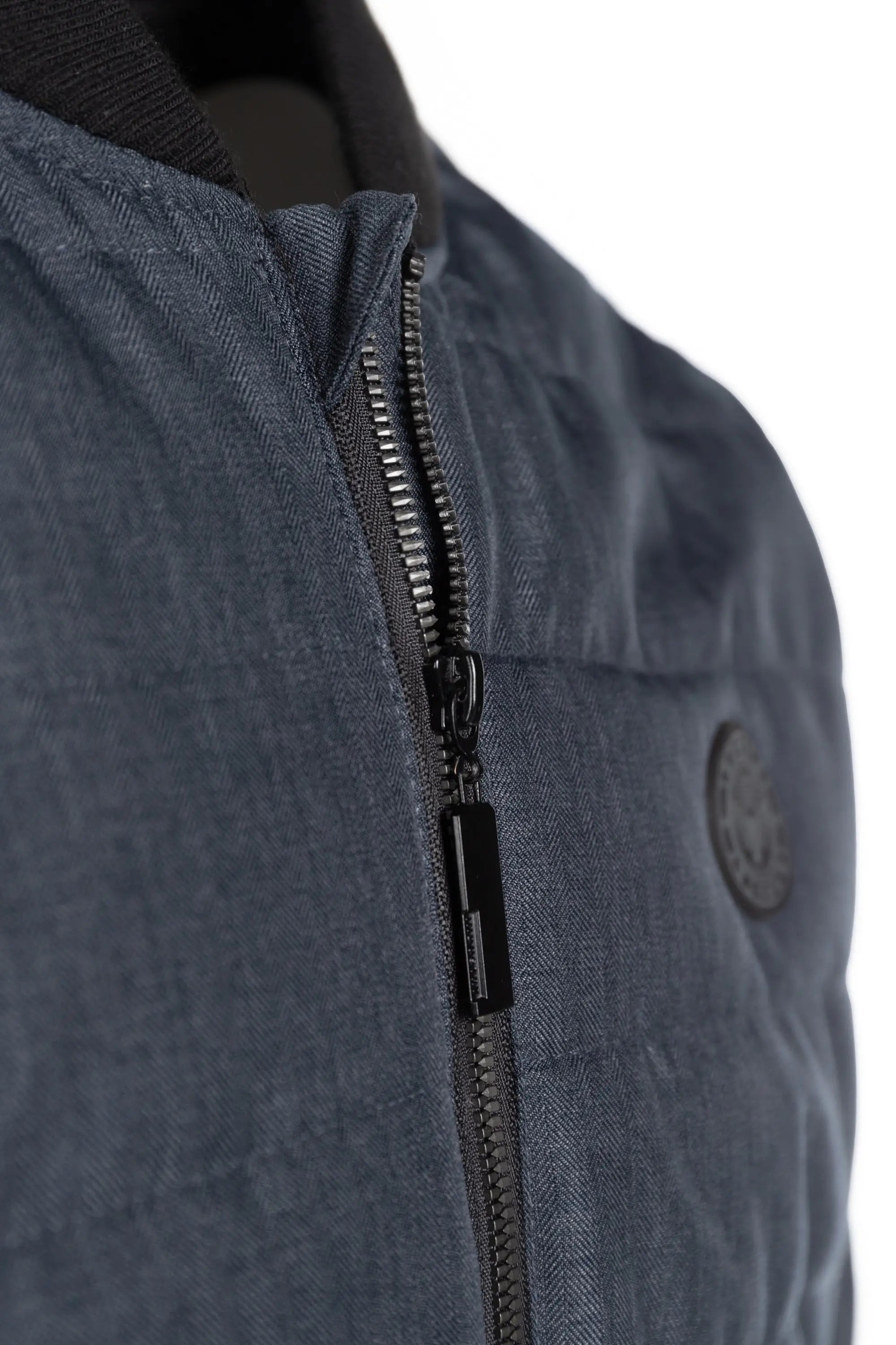 Faire,Industry Clothing, Industry Clothing Grey Blue Textured Alternative Down Bomber Jacket, Blue, Large-46-TagL