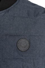 Industry Clothing Grey Blue Textured Alternative Down Bomber Jacket