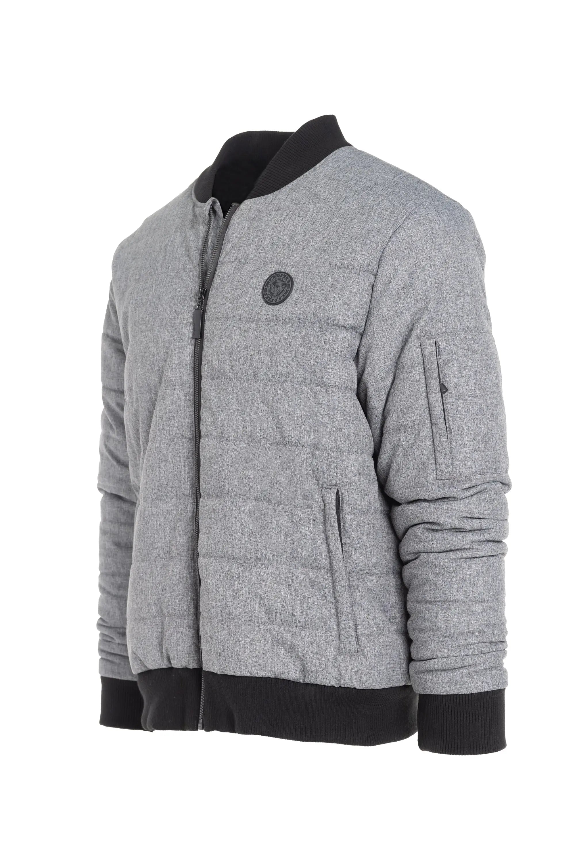 Faire,Industry Clothing, Industry Clothing Light Grey Textured Alternative Down Bomber Jacket, Grey, Large-46-TagL