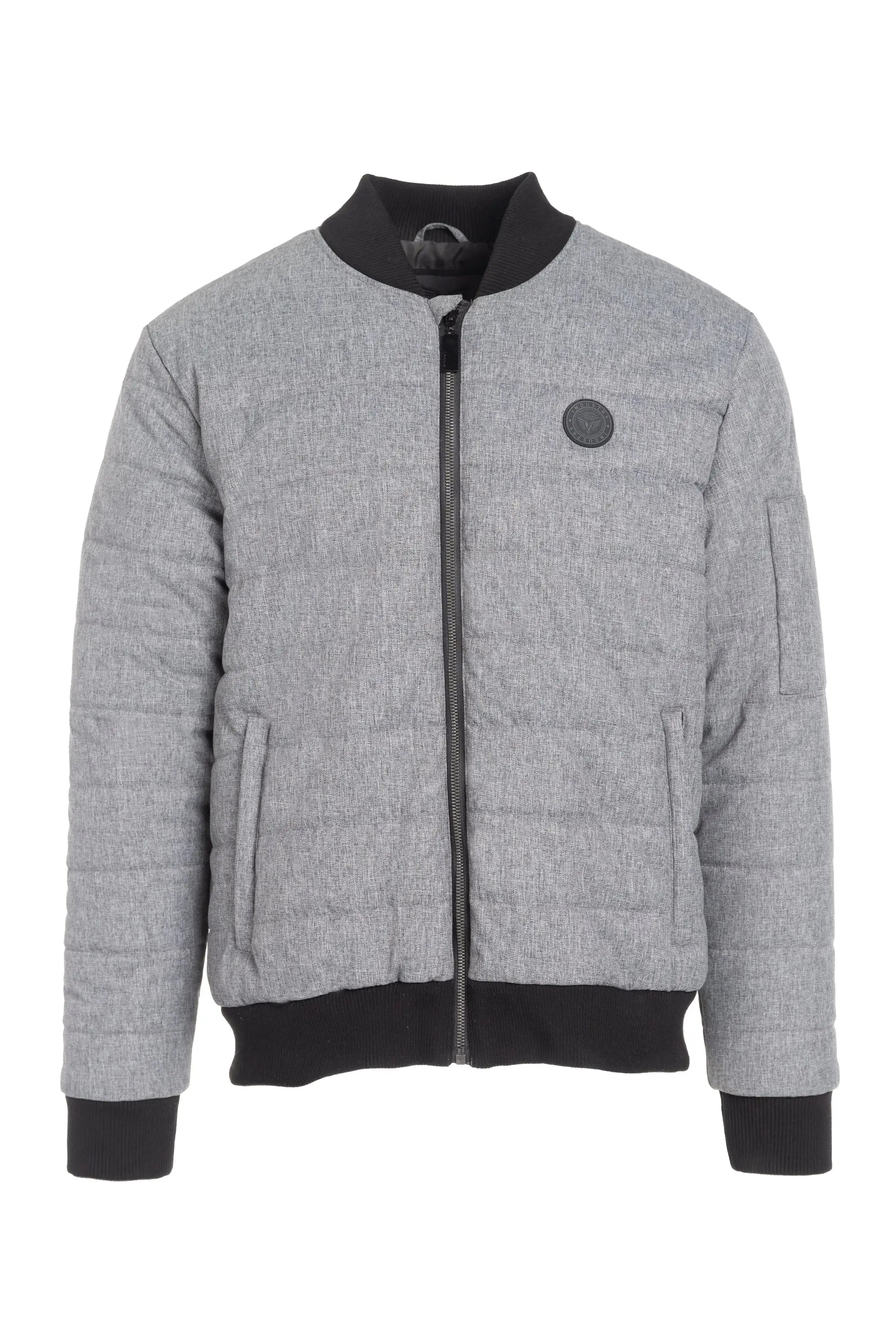 Faire,Industry Clothing, Industry Clothing Light Grey Textured Alternative Down Bomber Jacket, Grey, Large-46-TagL