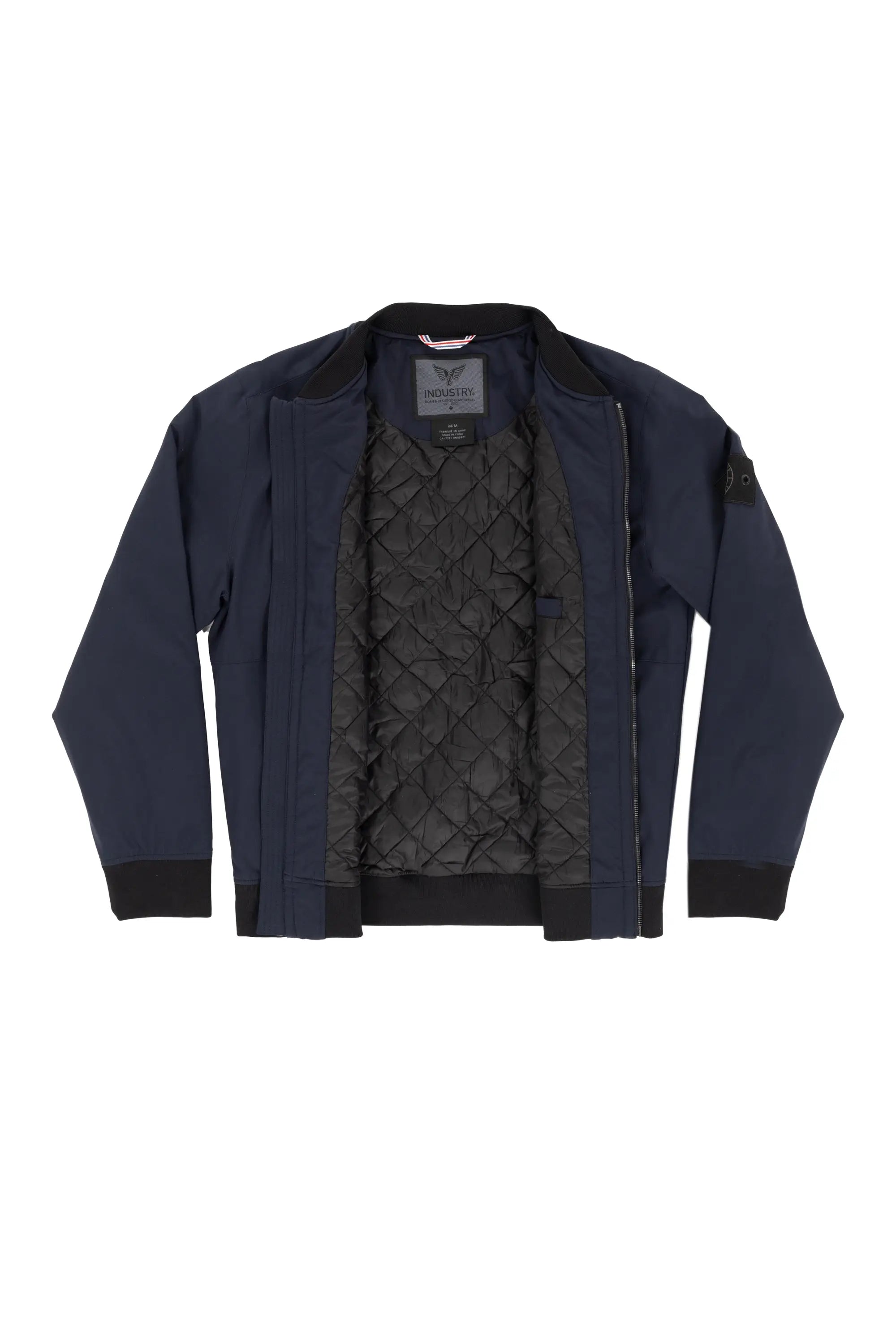 Faire,Industry Clothing, Industry Clothing Navy 4 Way Stretch Alternative Down Bomber Jacket, Blue, Large-48-TagL