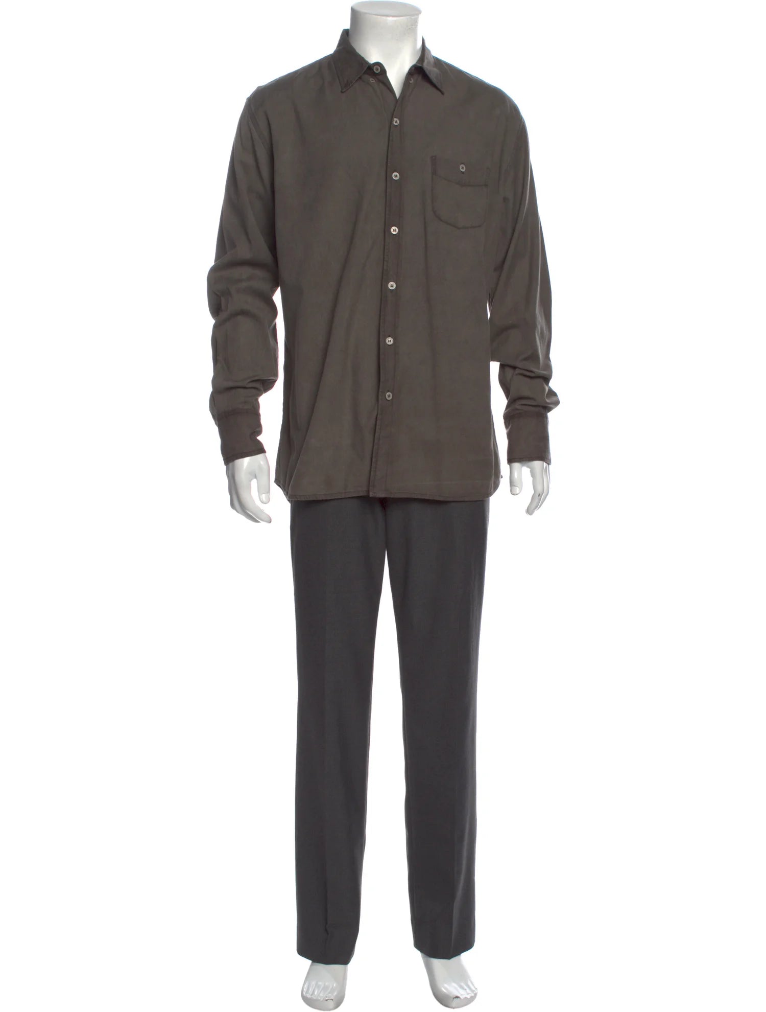 The RealReal,Industry of all Nations, Industry of all Nations Brown Organic Cotton Long Sleeve Button Up Shirt With Front Chest Pocket, Brown, Extra Large-49-TagXL