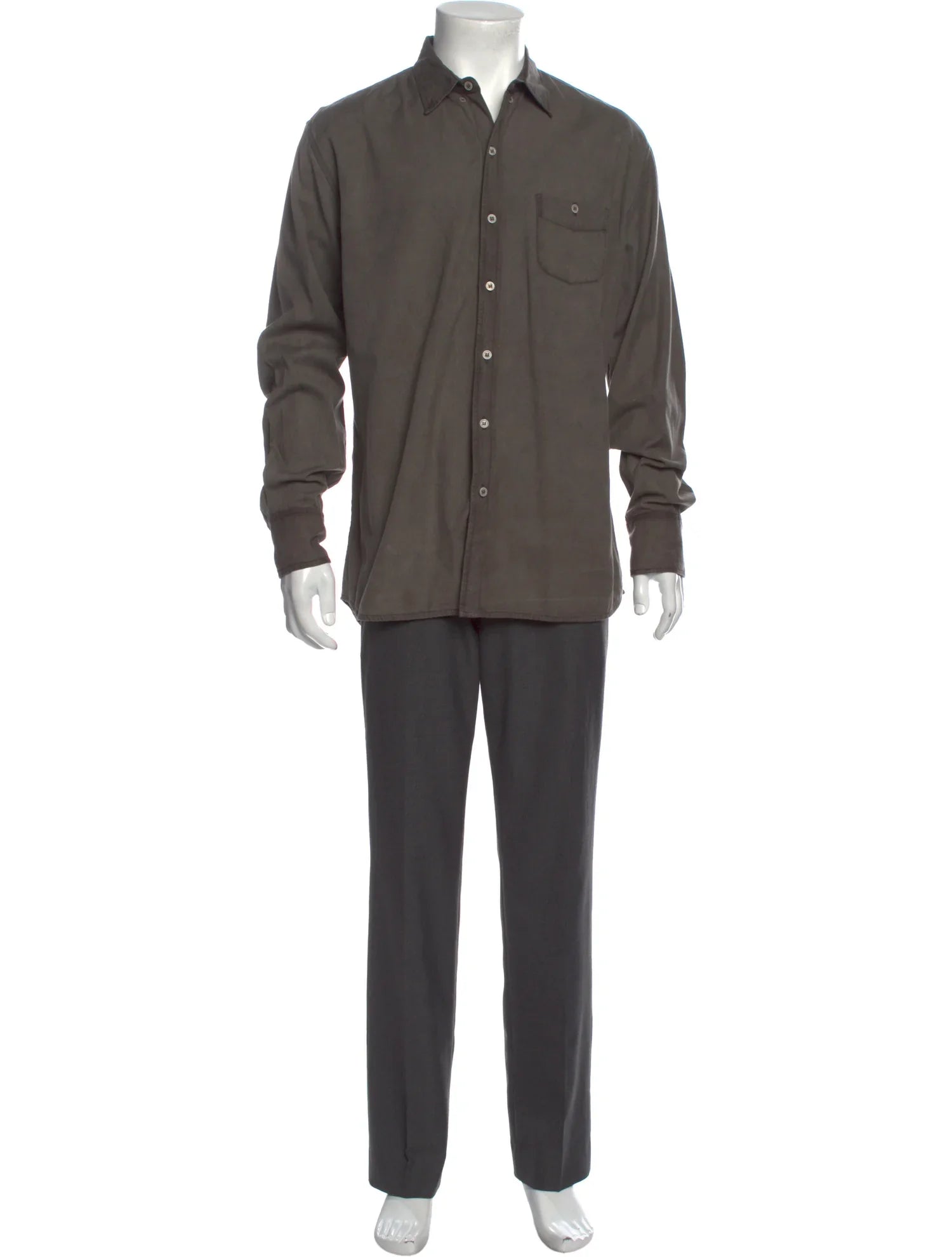 The RealReal,Industry of all Nations, Industry of all Nations Brown Organic Cotton Long Sleeve Button Up Shirt With Front Chest Pocket, Brown, Extra Large-49-TagXL