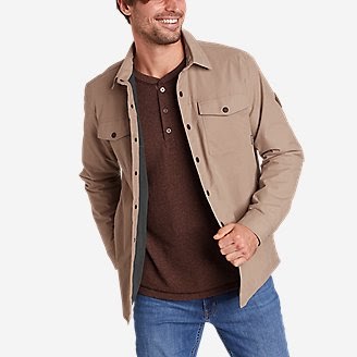 Eddiebauer, Eddie Bauer Khaki Shacket, Tan, Medium-45-TagM