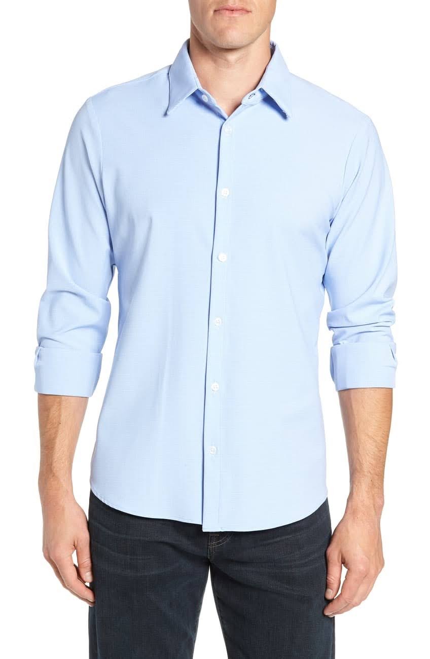 NORDSTROM RACK, Mizzen + Main Light Blue Glen Plaid Button up Shirt, Blue, Medium-42-TagM