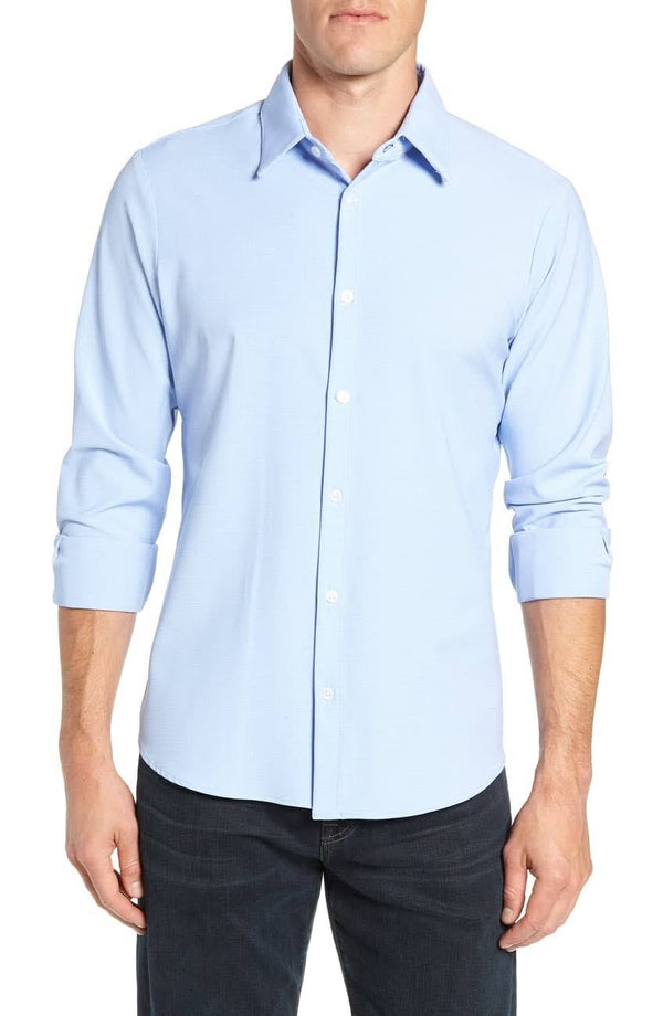 Mizzen + Main Light Blue Glen Plaid Button up Shirt