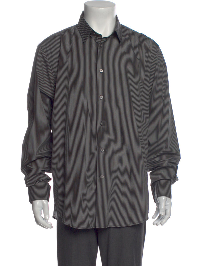 John Varvatos Black Striped Long Sleeve Button Up Shirt