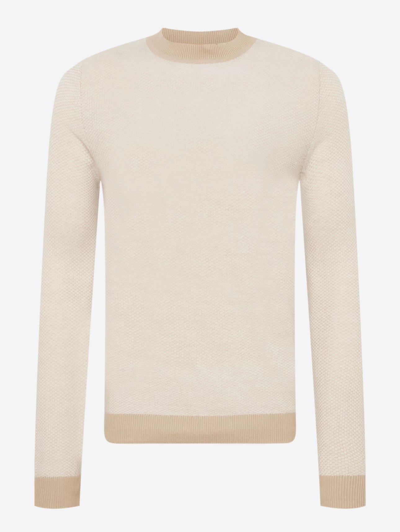 Wholesale,Jack & Jones, Jack & Jones Beige Lightweight Knit Crewneck Sweater With Contrast Sleeve And Collar, Tan, Large-44-TagL