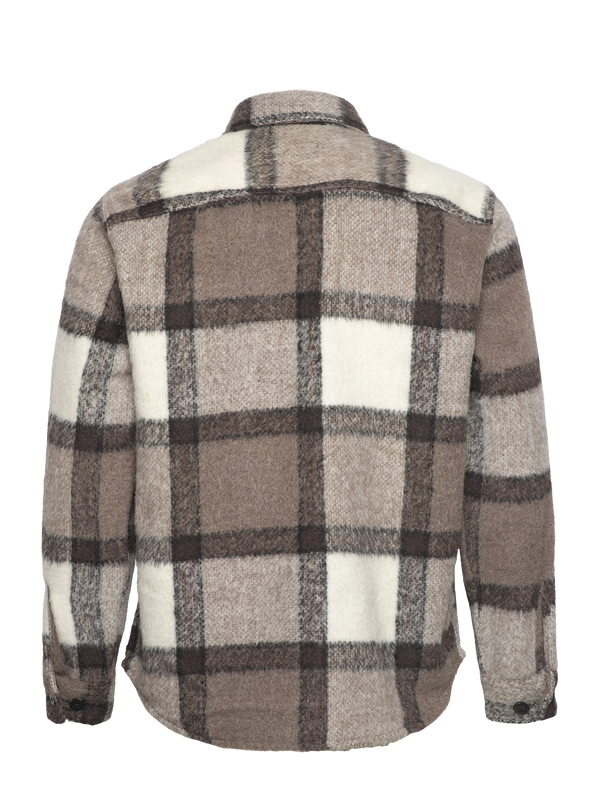 Jack & Jones Brown And White Mohair Wool Blend Oversized Shirt Jacket