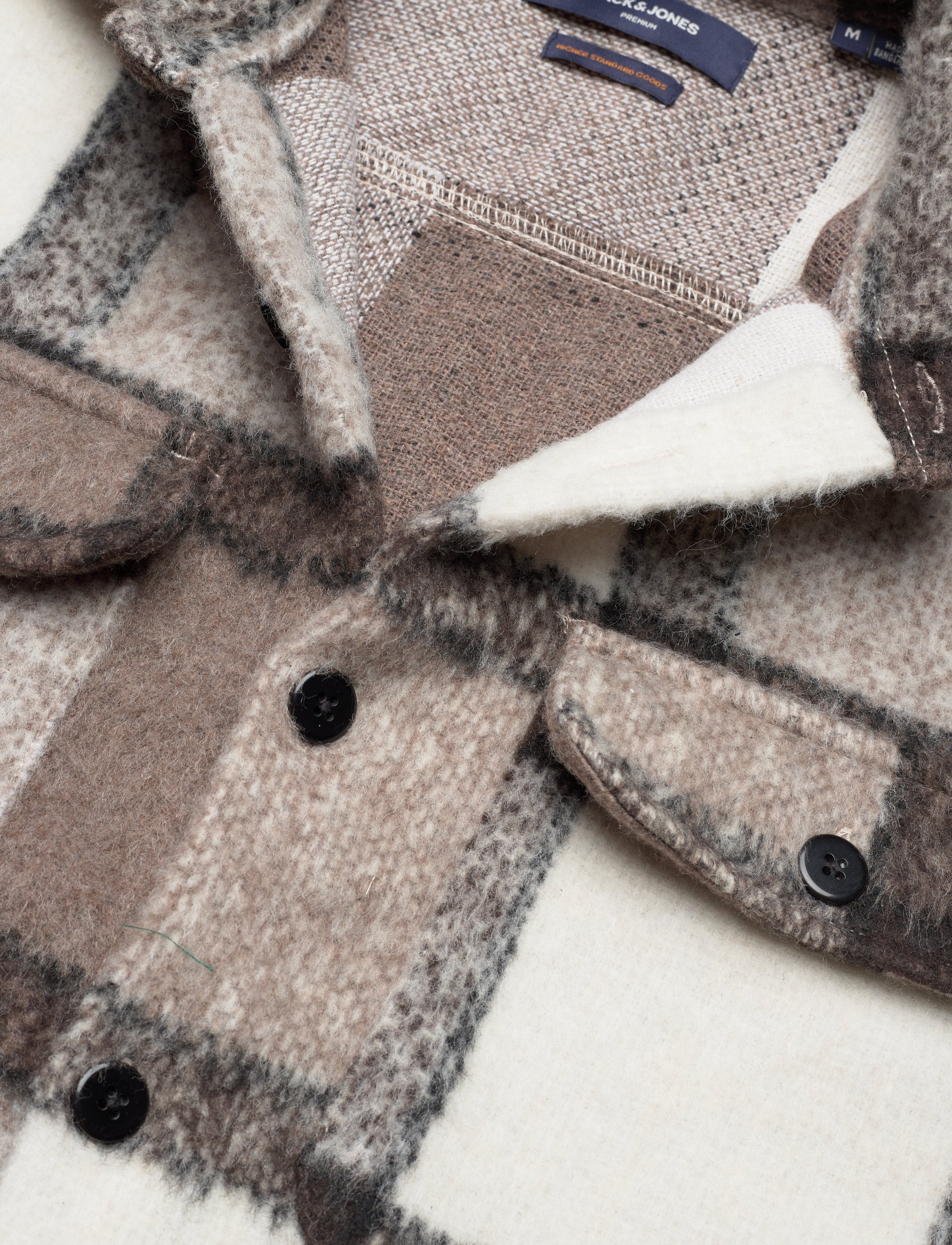 Wholesale,Jack & Jones, Jack & Jones Brown/White Mohair Wool Blend Oversized Shacket, Brown, Small-44-TagS
