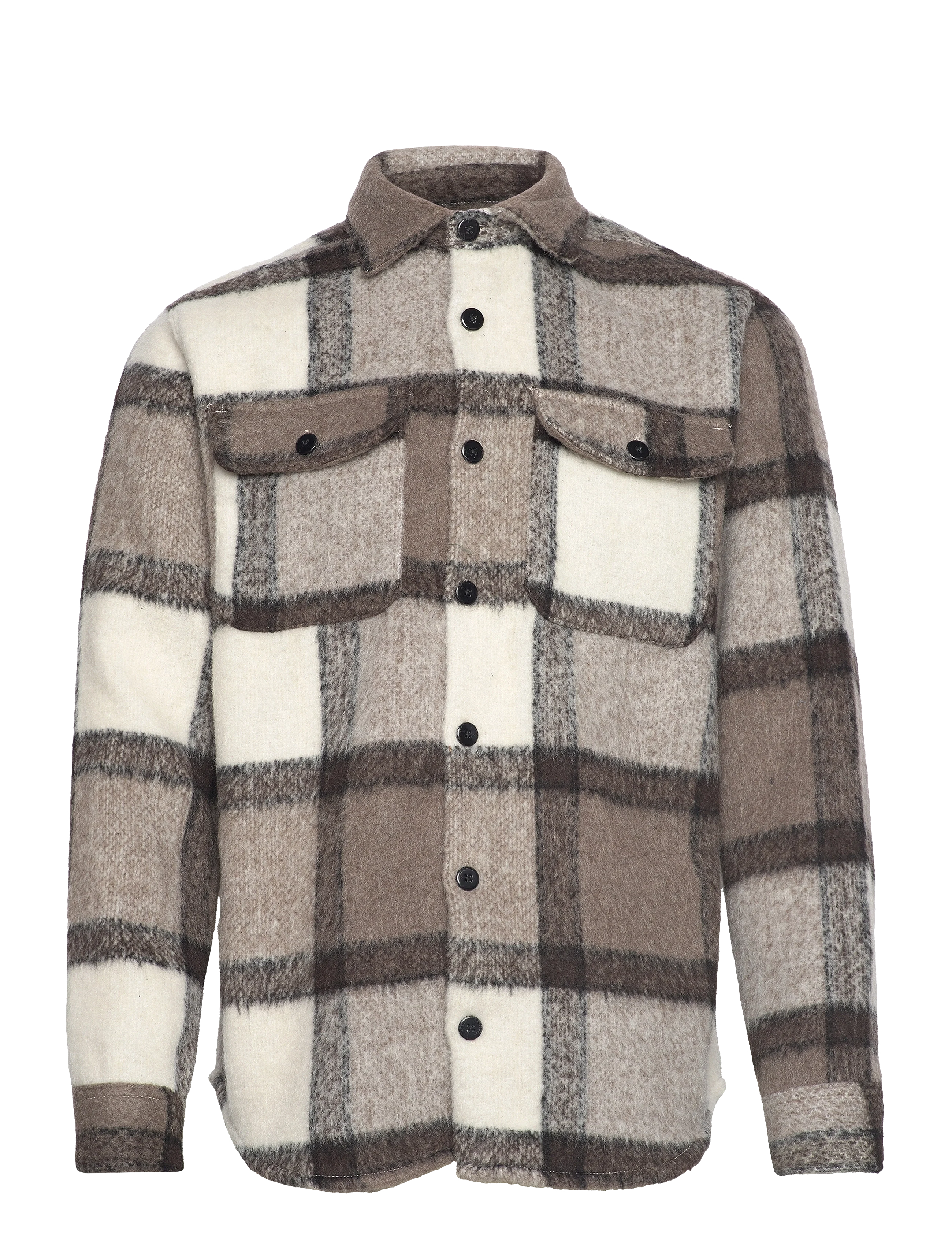 Wholesale,Jack & Jones, Jack & Jones Brown/White Mohair Wool Blend Oversized Shacket, Brown, Large-47-TagL