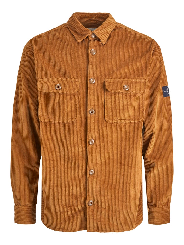 Wholesale,Jack & Jones, Jack & Jones Burnt Orange Corduroy Button Up Over Shirt With Front Chest Pockets, Orange, Extra Large-51-TagXL