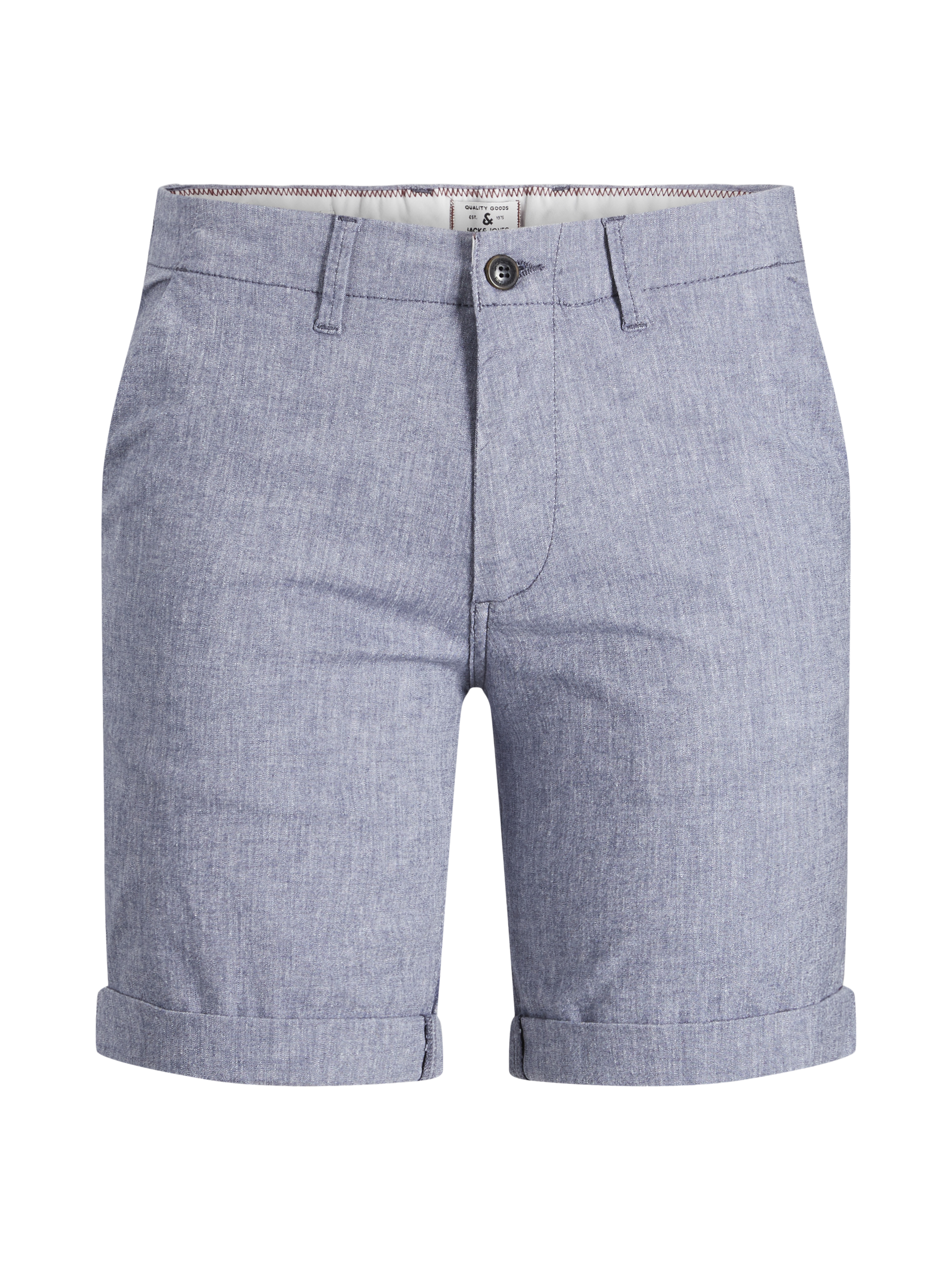 Brand Partner,Modern Liberation, Jack & Jones Light Blue Heathered Linen Blend Rolled Hem Chino Shorts, Blue, 38W-9L-TagXXL40W-9L-TagXXL36W-9L-TagXL34W-8.5L-TagL33W-8.5L-TagL32W-8.5L-TagM30W-8.5L-TagS36W-9L-TagL