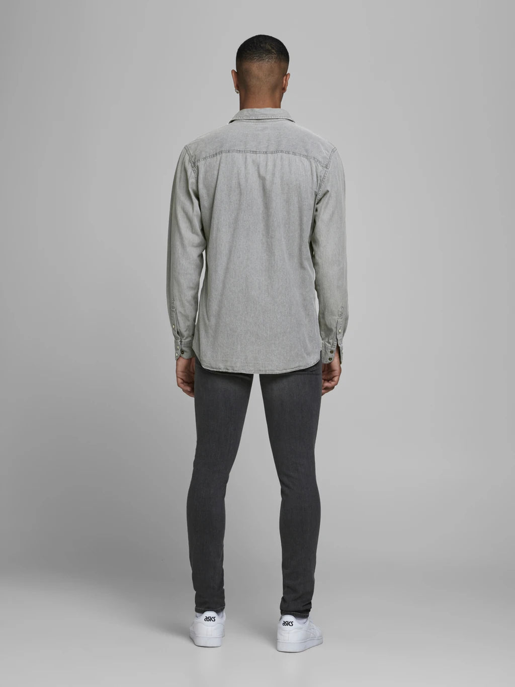 Wholesale,Jack & Jones, Jack & Jones Light Grey Denim Long Sleeve Button Up With Two Chest Pockets, Grey, Medium-43-TagM