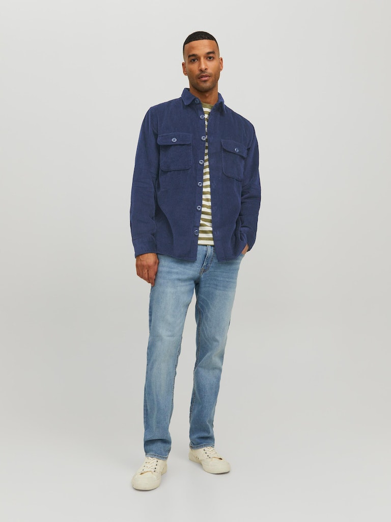 Wholesale,Jack & Jones, Jack & Jones Navy Corduroy Button Up Over Shirt With Front Chest Pockets, Blue, Extra Large-51-TagXL