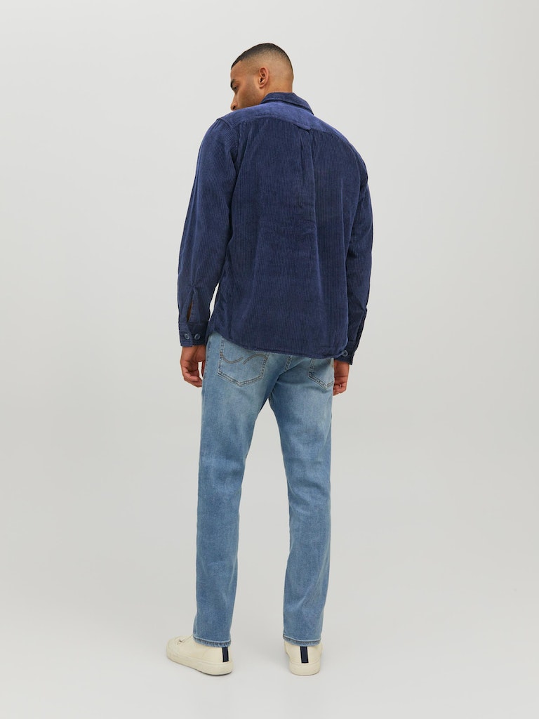 Wholesale,Jack & Jones, Jack & Jones Navy Corduroy Button Up Over Shirt With Front Chest Pockets, Blue, Medium-46-TagM