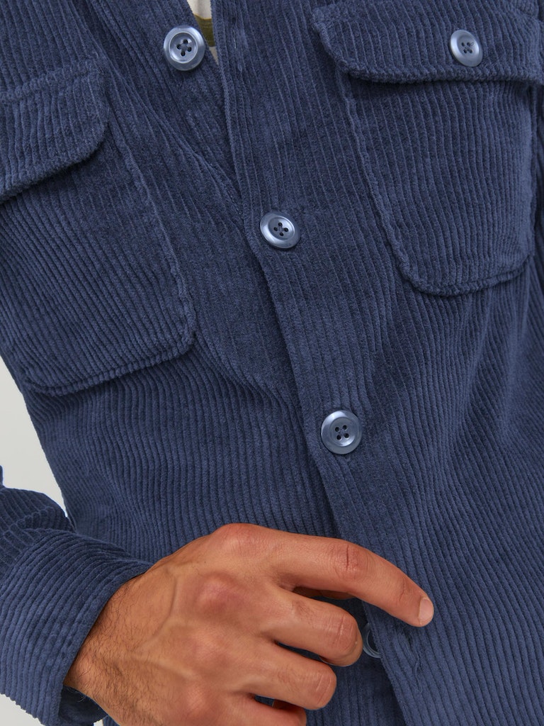 Wholesale,Jack & Jones, Jack & Jones Navy Corduroy Button Up Over Shirt With Front Chest Pockets, Blue, Extra Large-51-TagXL