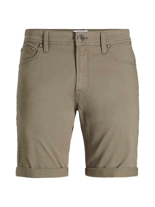 Jack & Jones Olive Green Five Pocket Slim Rolled Hem Denim Shorts