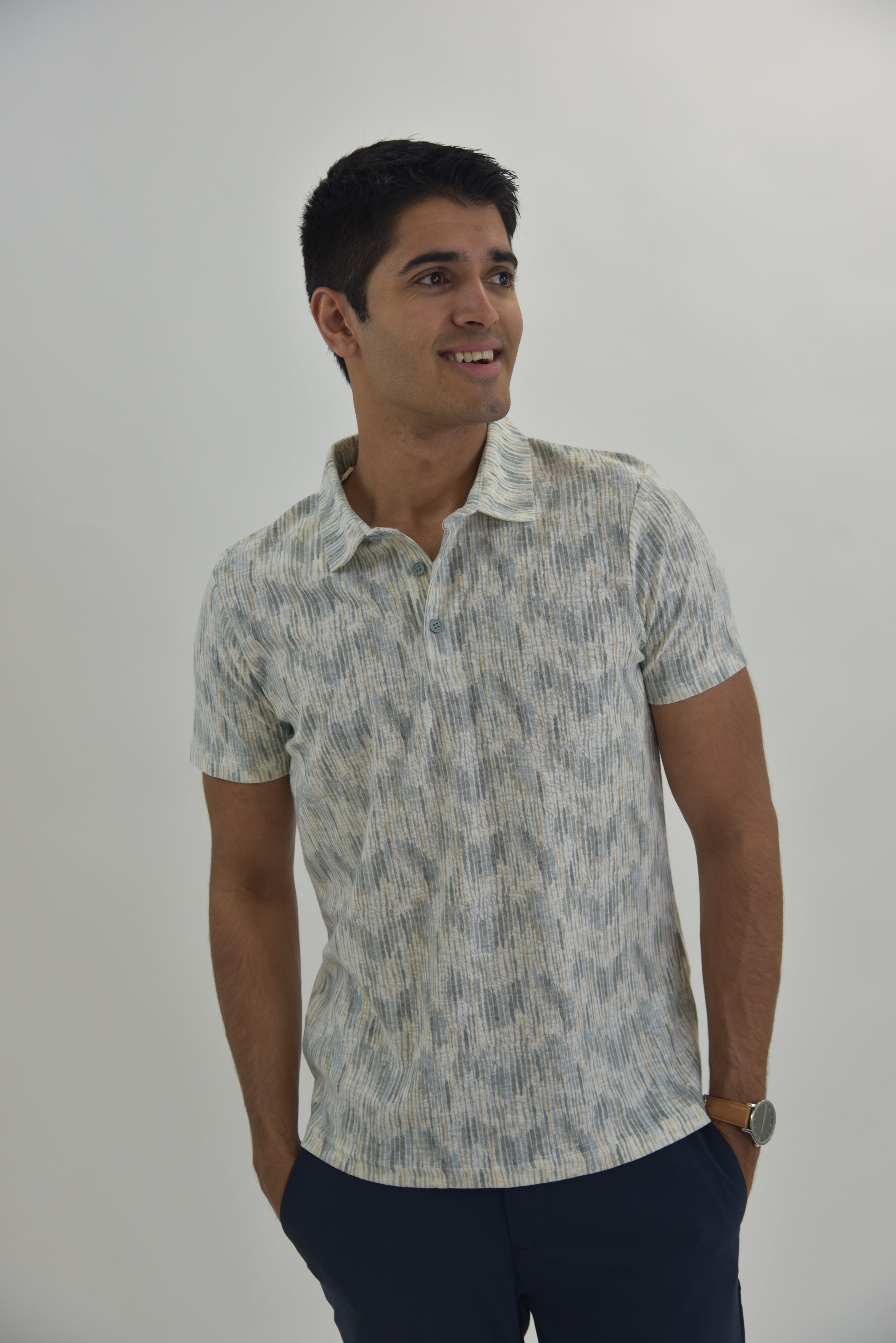 The RealReal,Onia, Jakamen Pastel Green Abstract Print Knit Polo, Green, Extra Large-46-TagXXLLarge-45-TagXLLarge-44-TagLMedium-42-TagMSmall-40-TagS