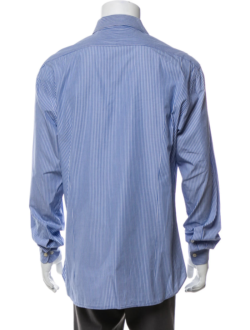 John Varvatos Blue Pinstripe Slim Fit Long Sleeve Button Up Shirt