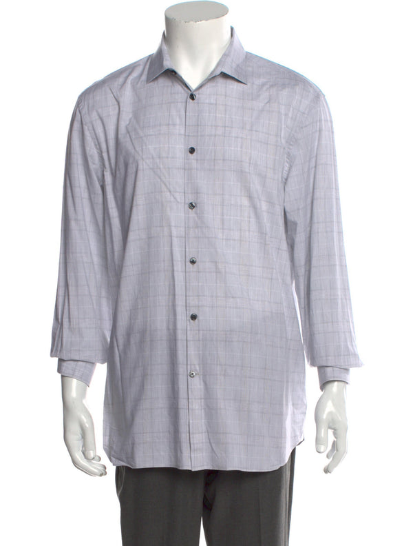 John Varvatos Grey Plaid Slim Fit Button Up Shirt