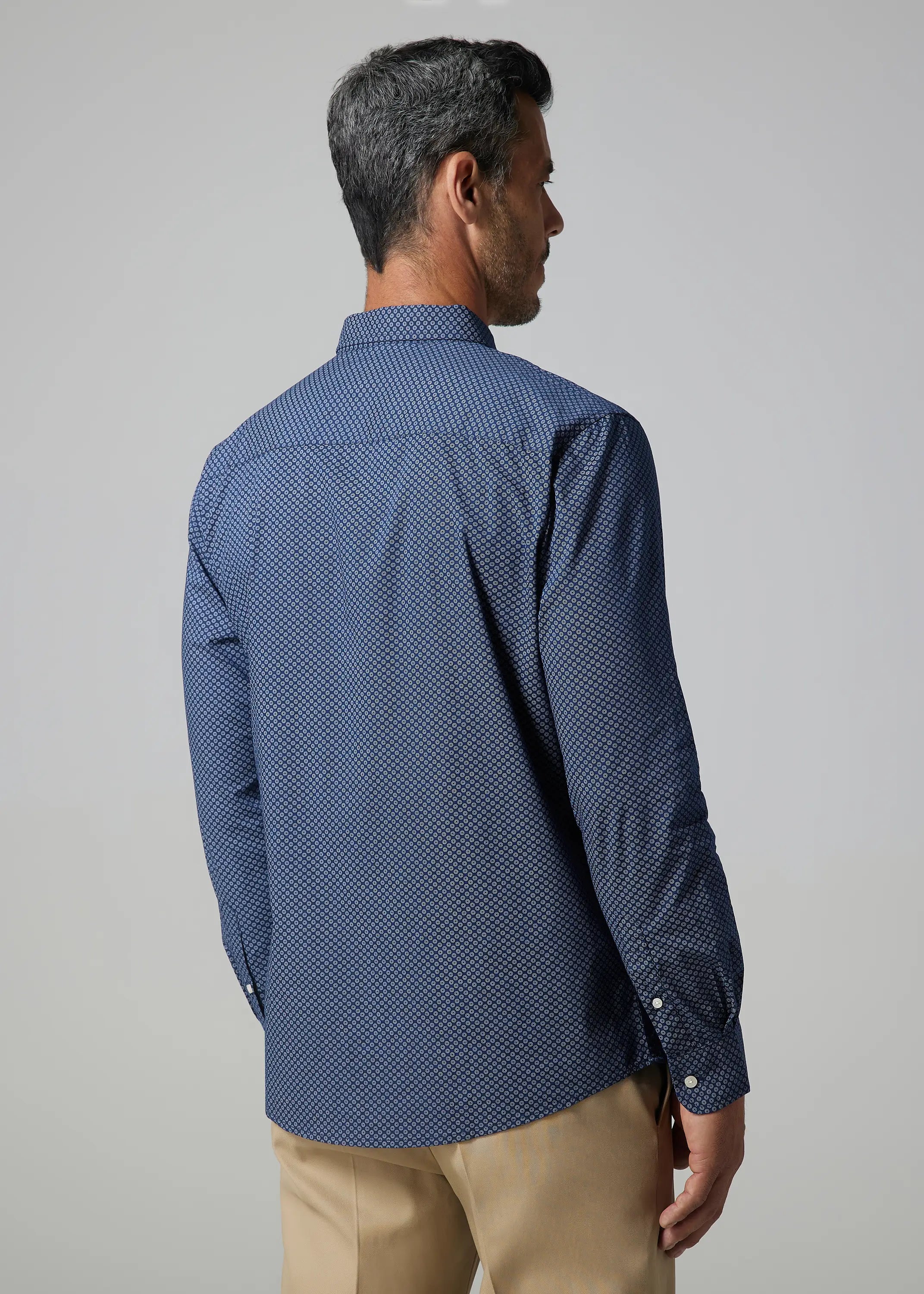 Faire,Julian & Mark, Julian & Mark Navy Blue Geo Dot Print Long Sleeve Button Up Shirt, Blue, Medium-42-TagM