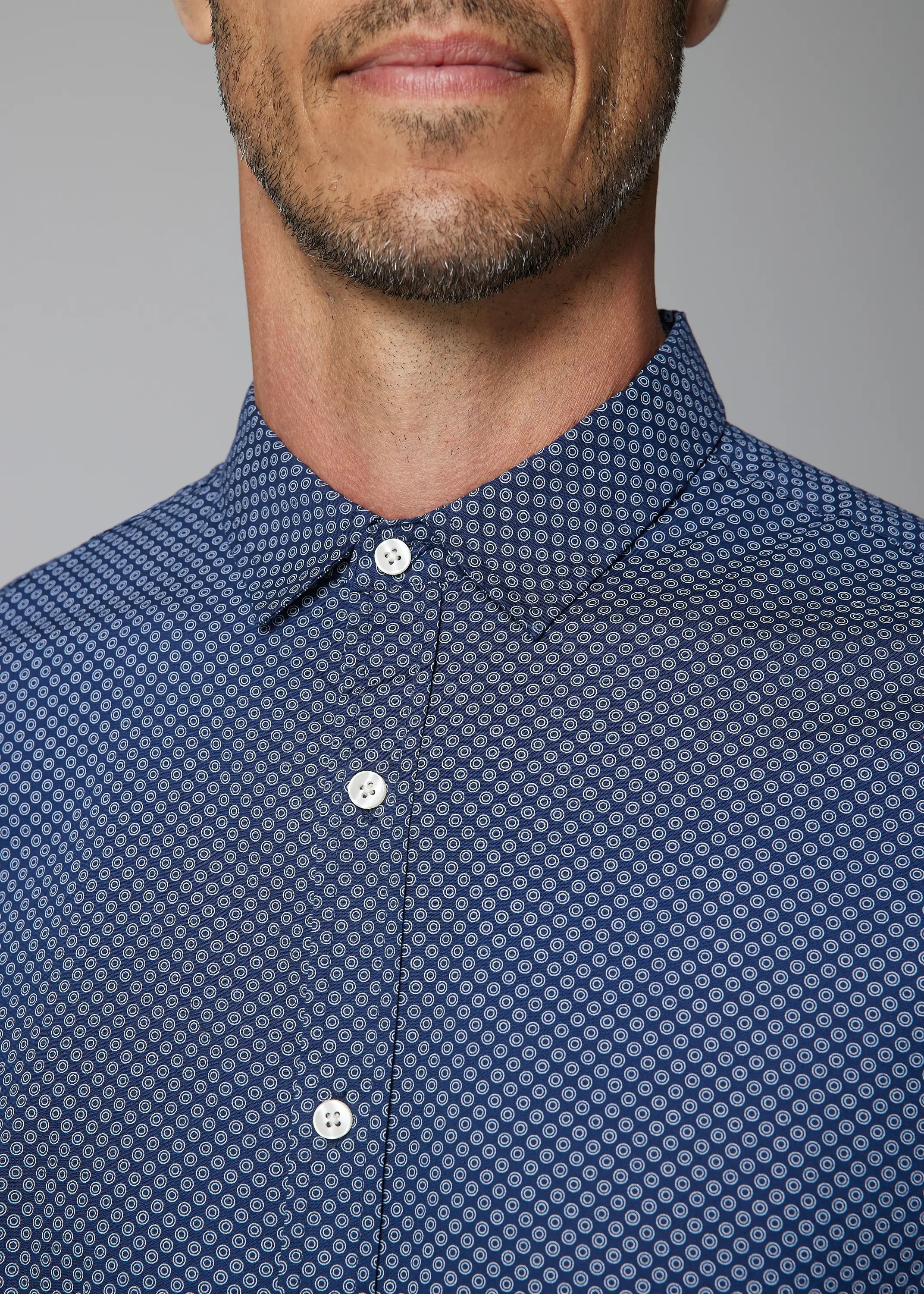 Faire,Julian & Mark, Julian & Mark Navy Blue Geo Dot Print Long Sleeve Button Up Shirt, Blue, Medium-42-TagM