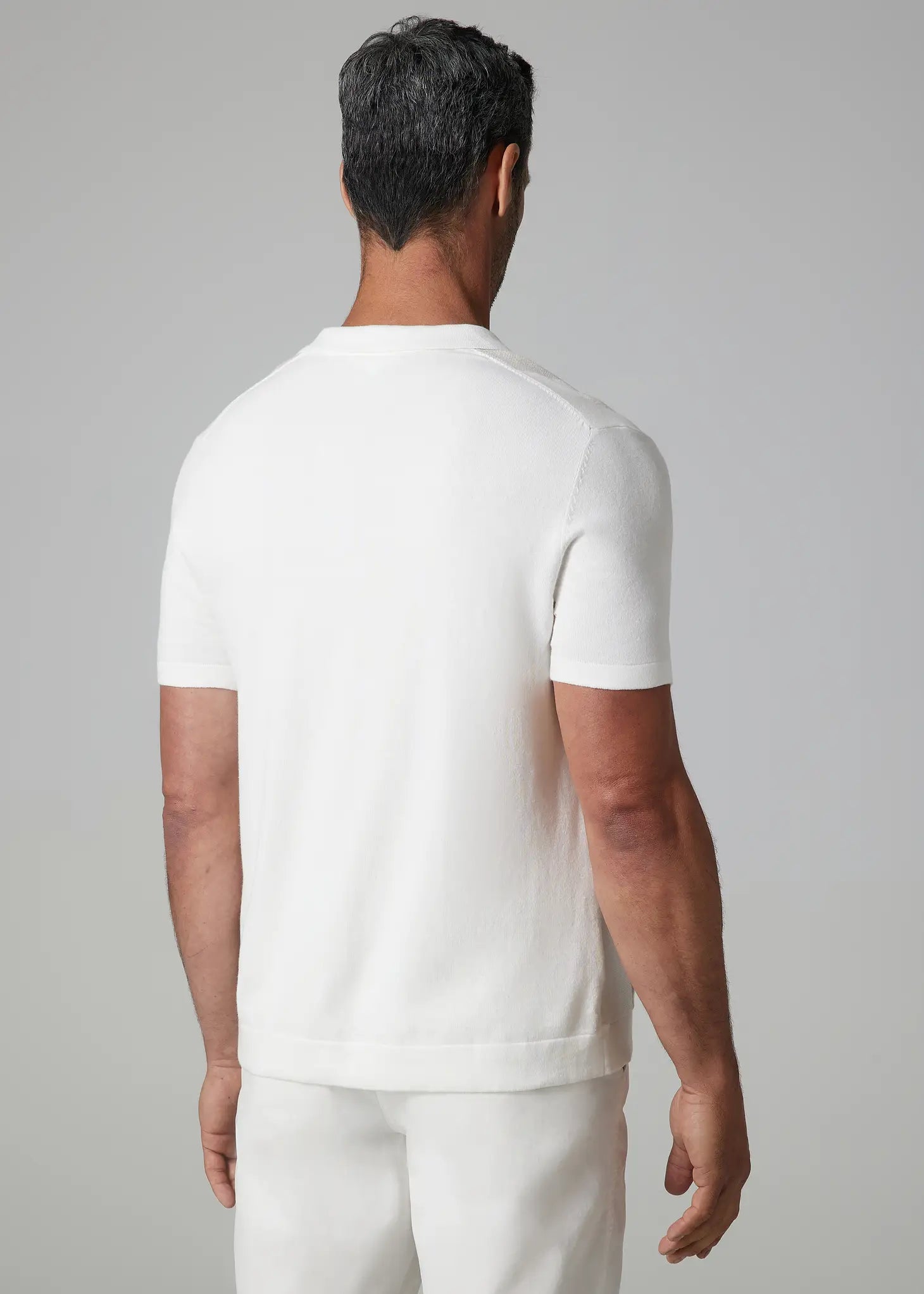 Faire,Julian & Mark, Julian & Mark White w/ Beige Stripes Buttonless Short Sleeve Knit Polo, White, Small-38-TagSMedium-41-TagMLarge-43-TagLLarge-44-TagL