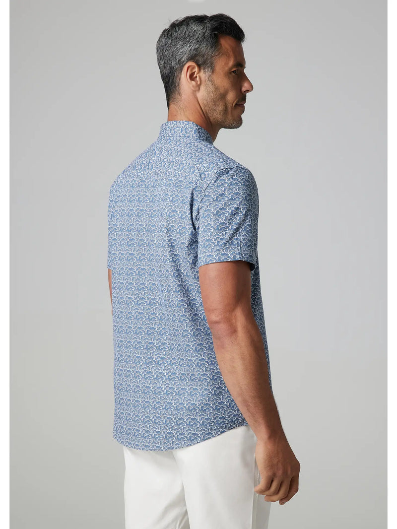 Julian & Mark Blue Floral Print Short Sleeve Button Up Shirt
