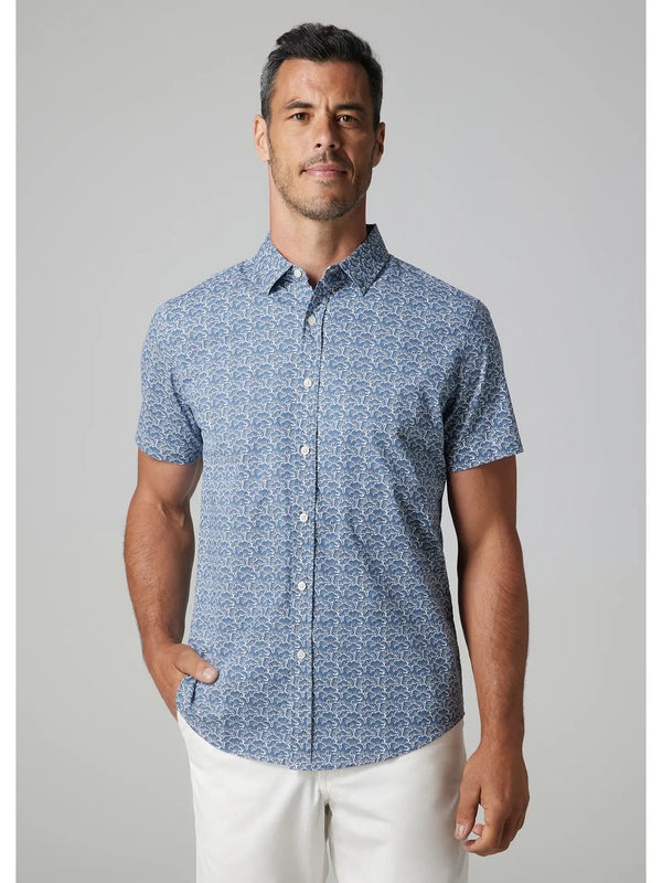 Julian & Mark Blue Floral Print Short Sleeve Button Up Shirt