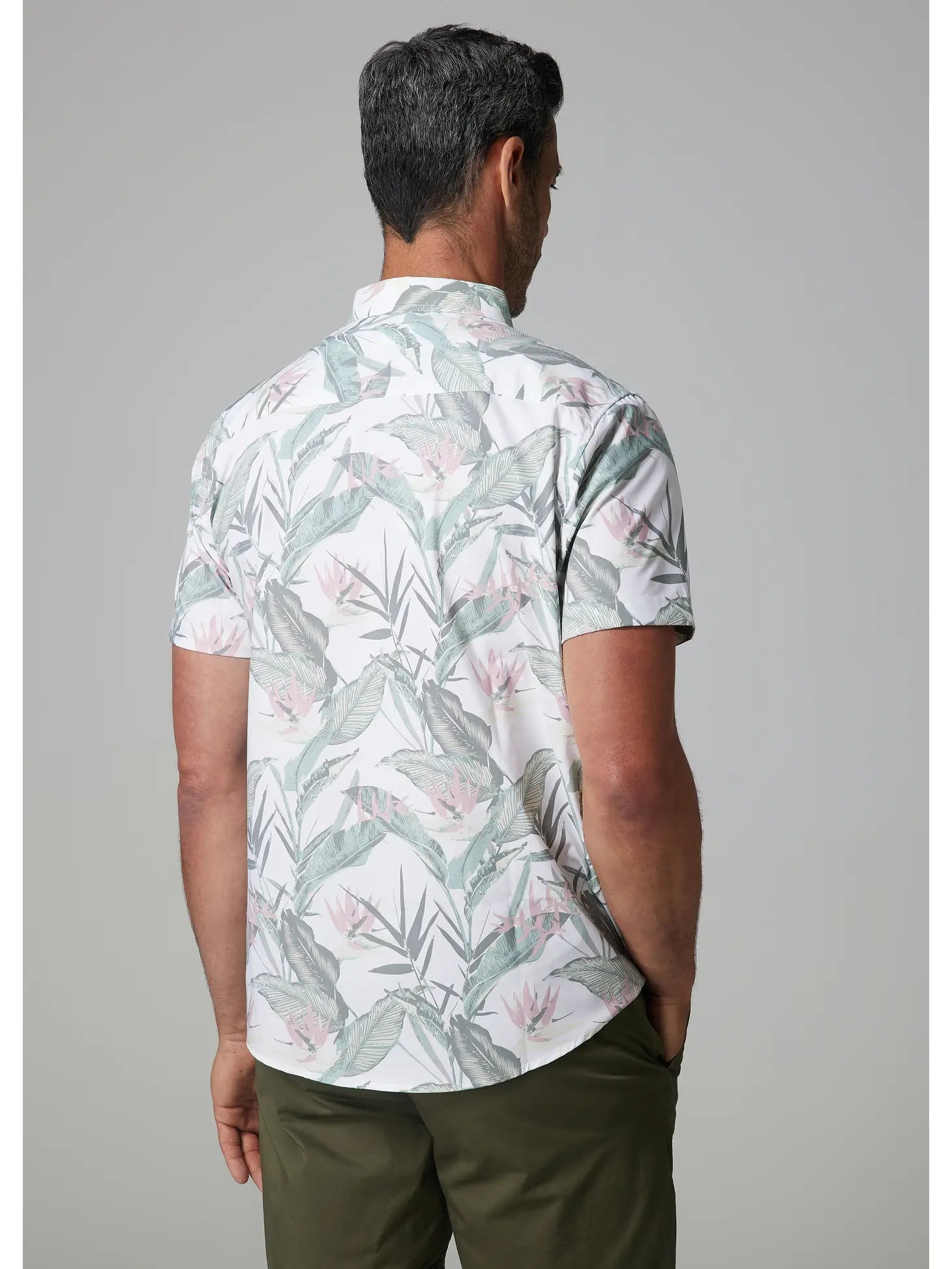 Faire,Julian & Mark, Julian & Mark White Palm Print Short Sleeve Button Up Shirt, White, Large-46-TagL
