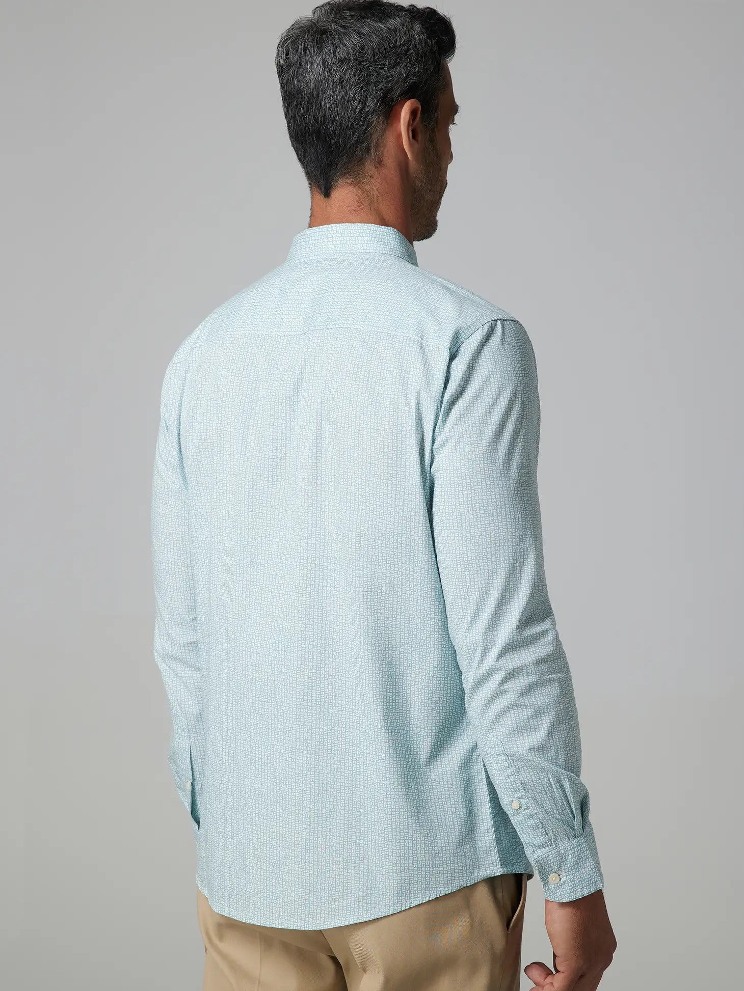 Faire,Julian & Mark, Julian & Mark Light Teal Geo Dot Print Slim Fit Long Sleeve Button Up Shirt, Blue, Medium-42-TagM