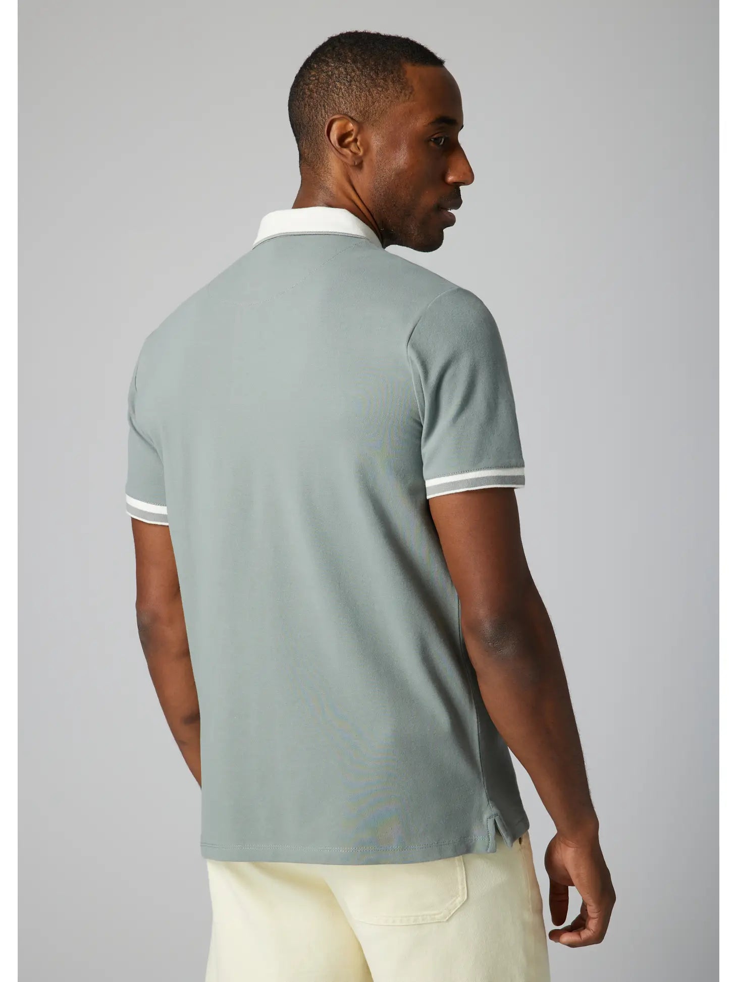 Faire,Julian & Mark, Julian & Mark Pastel Green Short Sleeve Polo with Contrast White Details, Green, Large-44-TagL