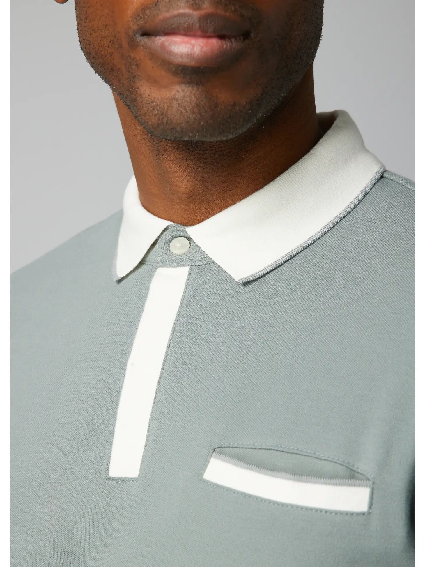 Faire,Julian & Mark, Julian & Mark Pastel Green Short Sleeve Polo with Contrast White Details, Green, Large-44-TagL
