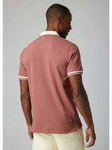 Julian & Mark Pastel Red Short Sleeve Polo with Contrast White Details