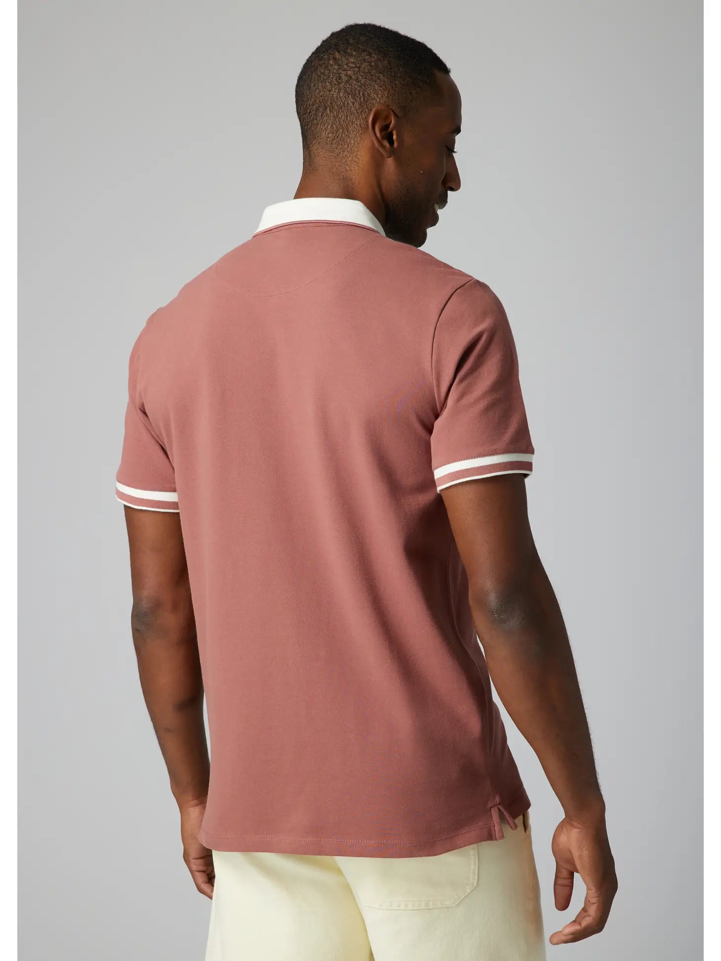 Faire,Julian & Mark, Julian & Mark Pastel Red Short Sleeve Polo with Contrast White Details, Red, Extra Large-47-TagXL