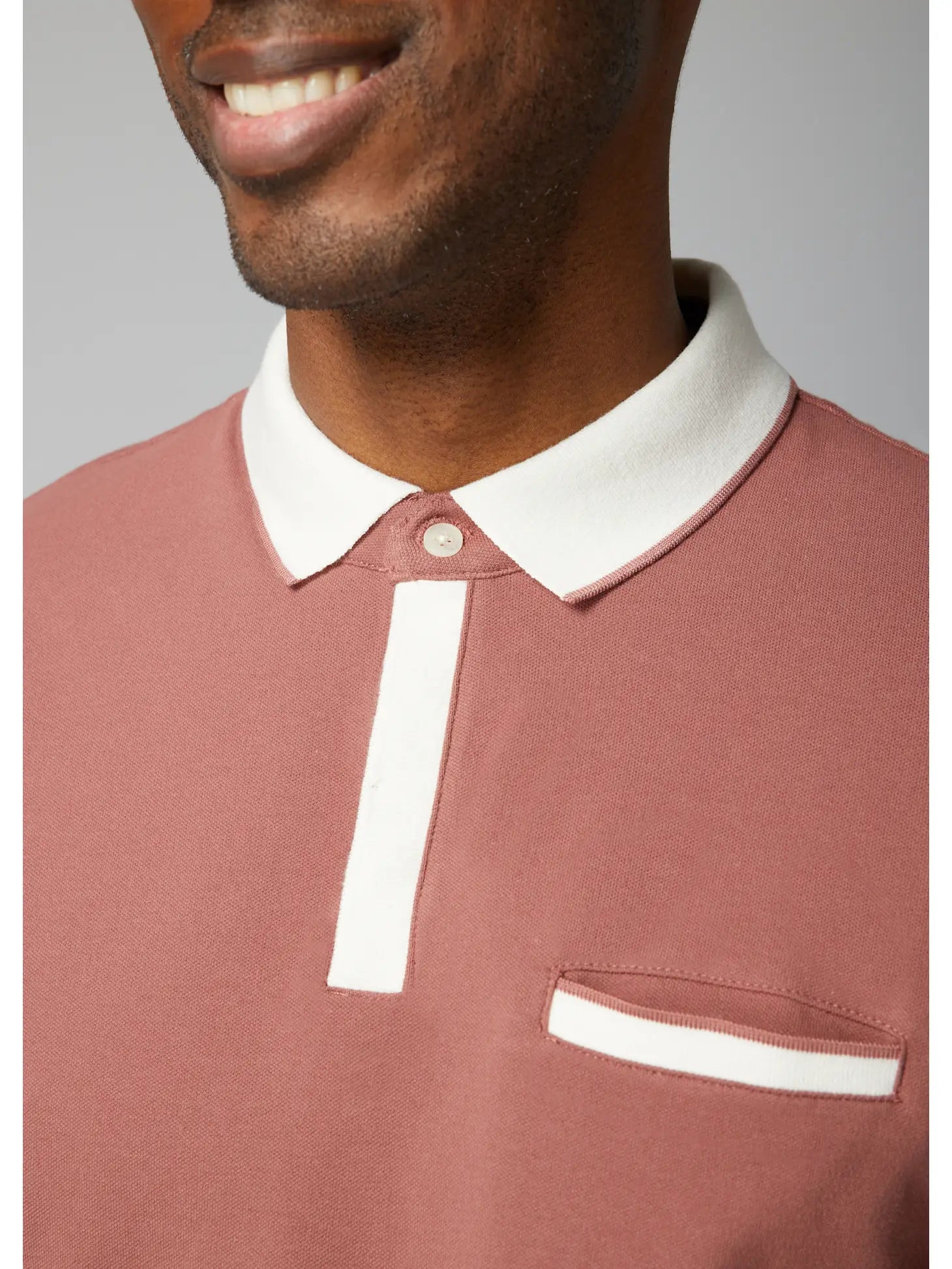 Faire,Julian & Mark, Julian & Mark Pastel Red Short Sleeve Polo with Contrast White Details, Red, Extra Large-47-TagXL