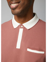 Julian & Mark Pastel Red Short Sleeve Polo with Contrast White Details