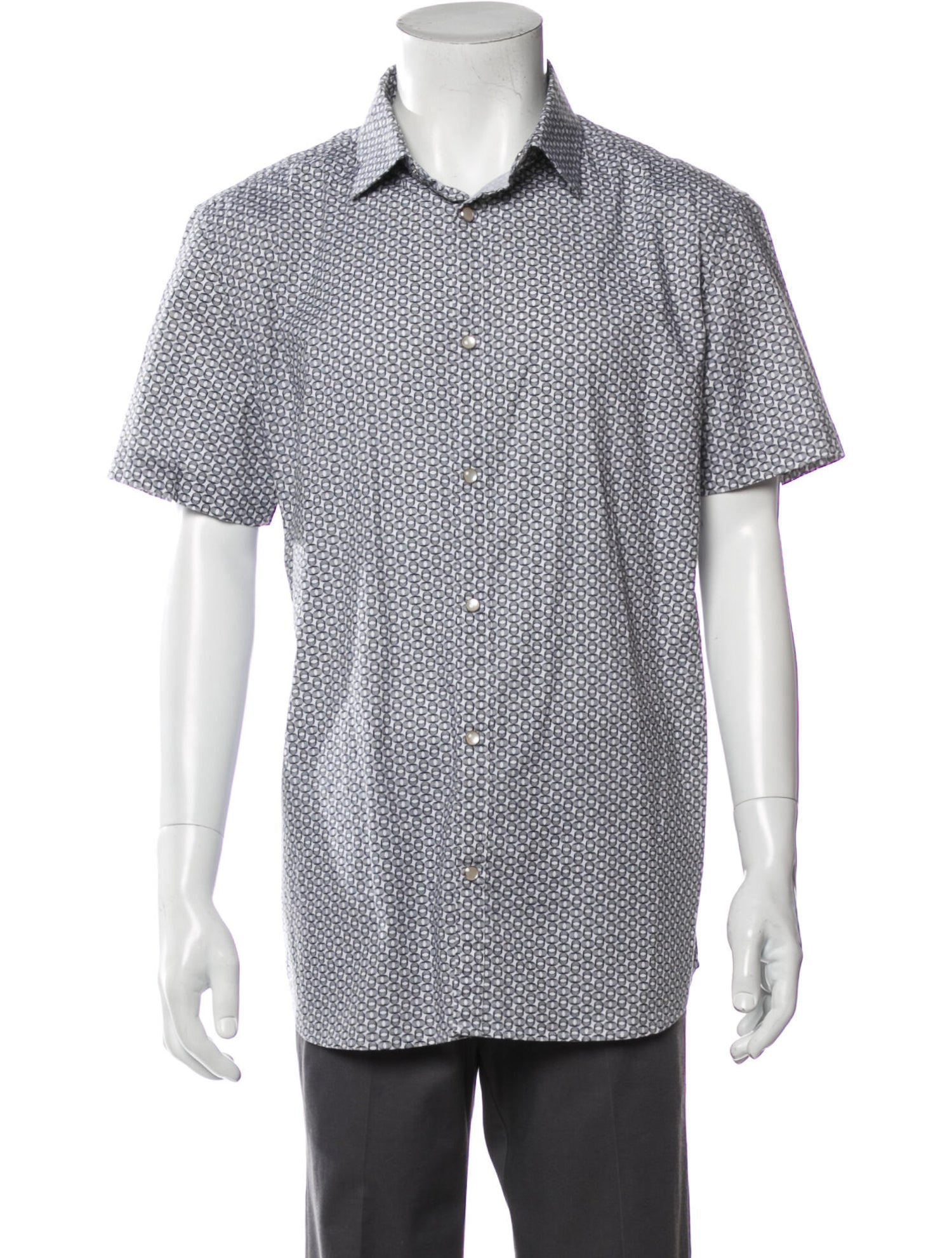 The RealReal, Karl Lagerfeld Black Printed Short Sleeve Shirt, Black, Large-46-TagL