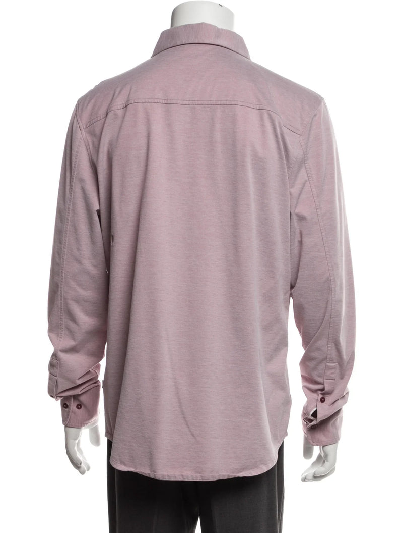 Kit & Ace Pastel Pink Performance Knit Long Sleeve Button Up Shirt