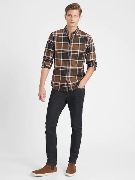 Banana Republic Brown & Tan Plaid Flannel Long Sleeve Button Up Shirt –  Taelor.Style