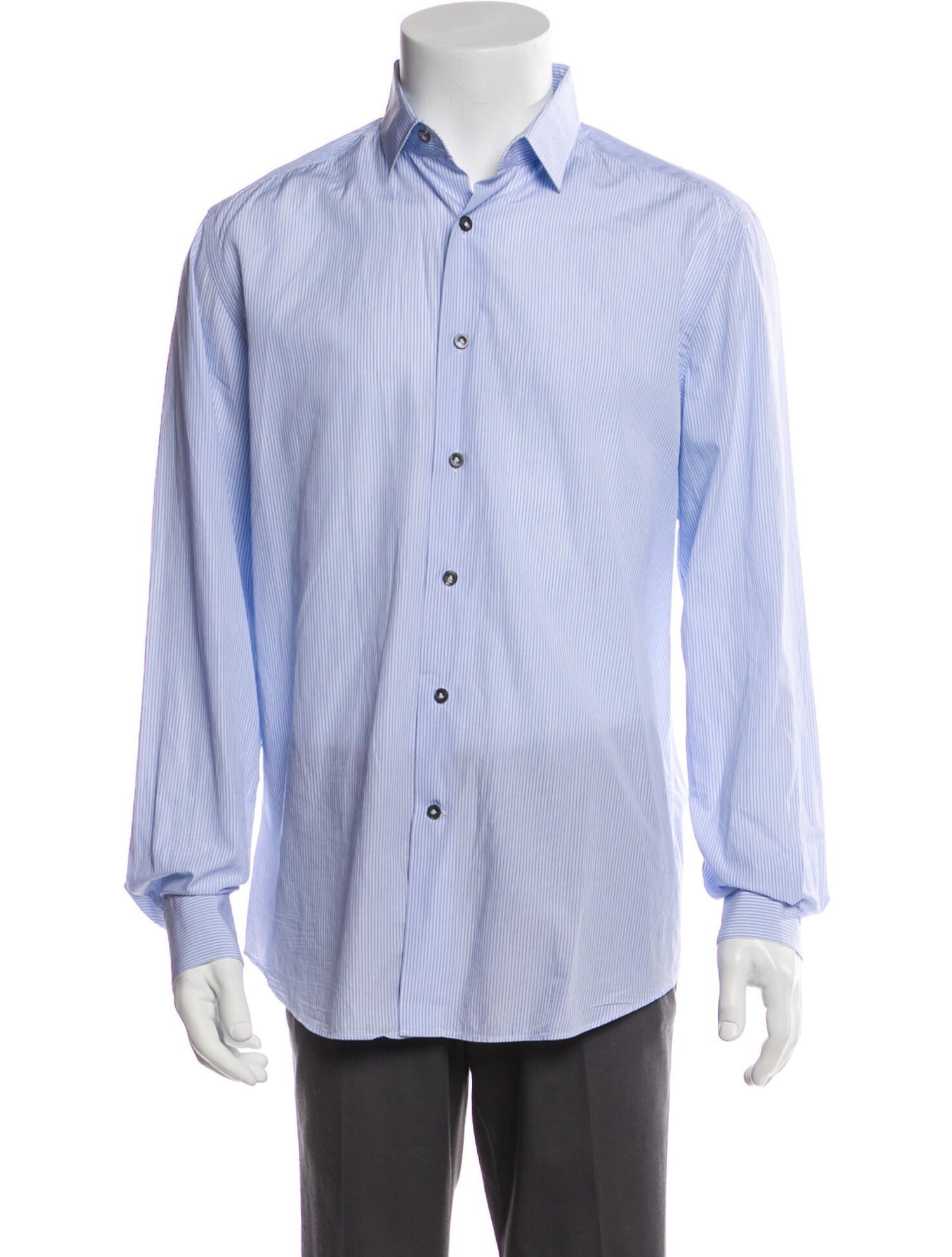 The RealReal,Lanvin, Lanvin Striped Light Blue Striped Long Sleeve Button Up Shirt, Blue, Large-45-TagL