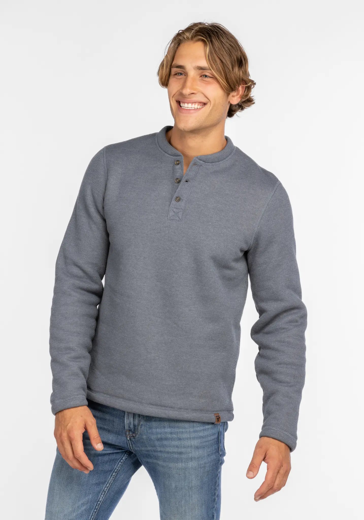 Faire,LIV Outdoor, LIV Outdoor Dusty Blue Sherpa Lined Long Sleeve Henley, Blue, Small-38-TagSMedium-40-TagMLarge-43-TagLLarge-45-TagL