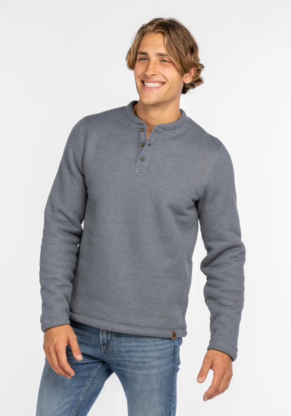 LIV Outdoor Dusty Blue Sherpa Lined Long Sleeve Henley