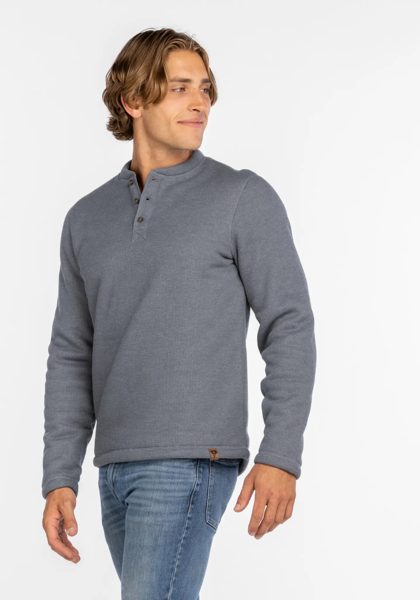 Faire,LIV Outdoor, LIV Outdoor Dusty Blue Sherpa Lined Long Sleeve Henley, Blue, Large-45-TagL