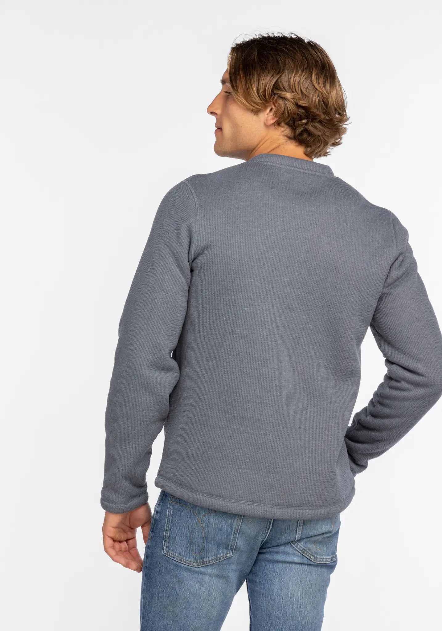 Faire,LIV Outdoor, LIV Outdoor Dusty Blue Sherpa Lined Long Sleeve Henley, Blue, Medium-40-TagM