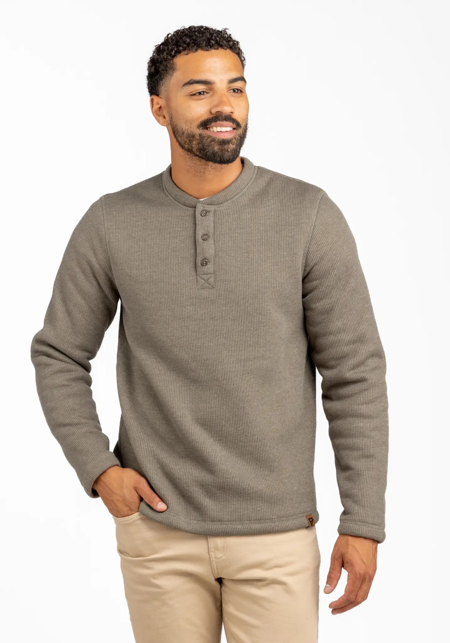 Faire,LIV Outdoor, LIV Outdoor Light Olive Green Sherpa Lined Long Sleeve Henley, Green, Medium-42-TagM