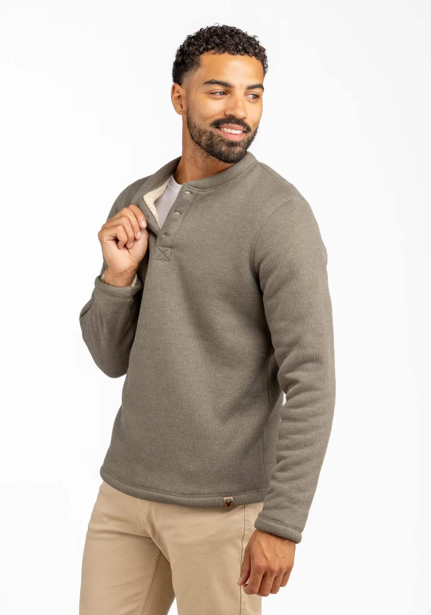 Faire,LIV Outdoor, LIV Outdoor Light Olive Green Sherpa Lined Long Sleeve Henley, Green, Large-45-TagL